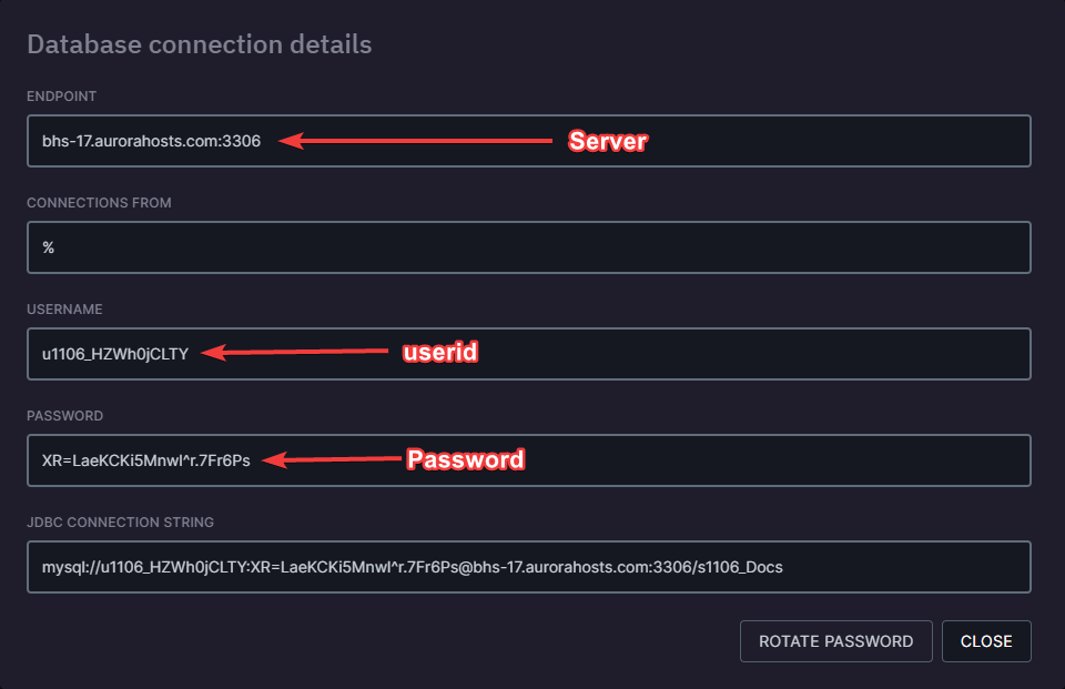 Database details